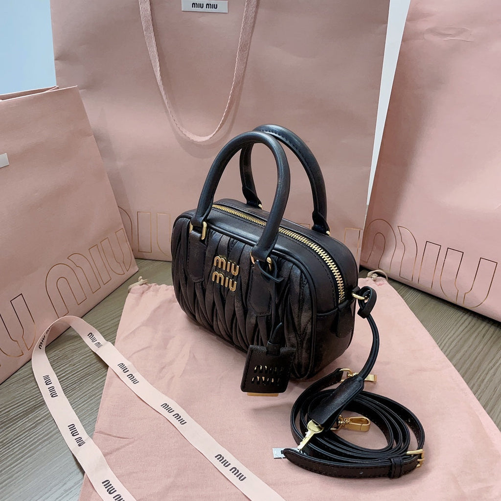 Arcadie Matelassé Nappa Small Bag 19 in Black Lambskin Gold Hardware