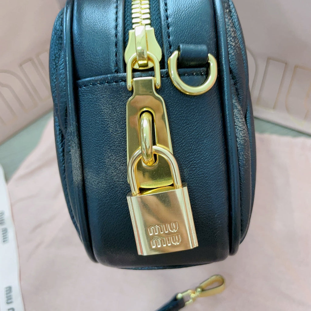 Arcadie Matelassé Nappa Small Bag 19 in Black Lambskin Gold Hardware