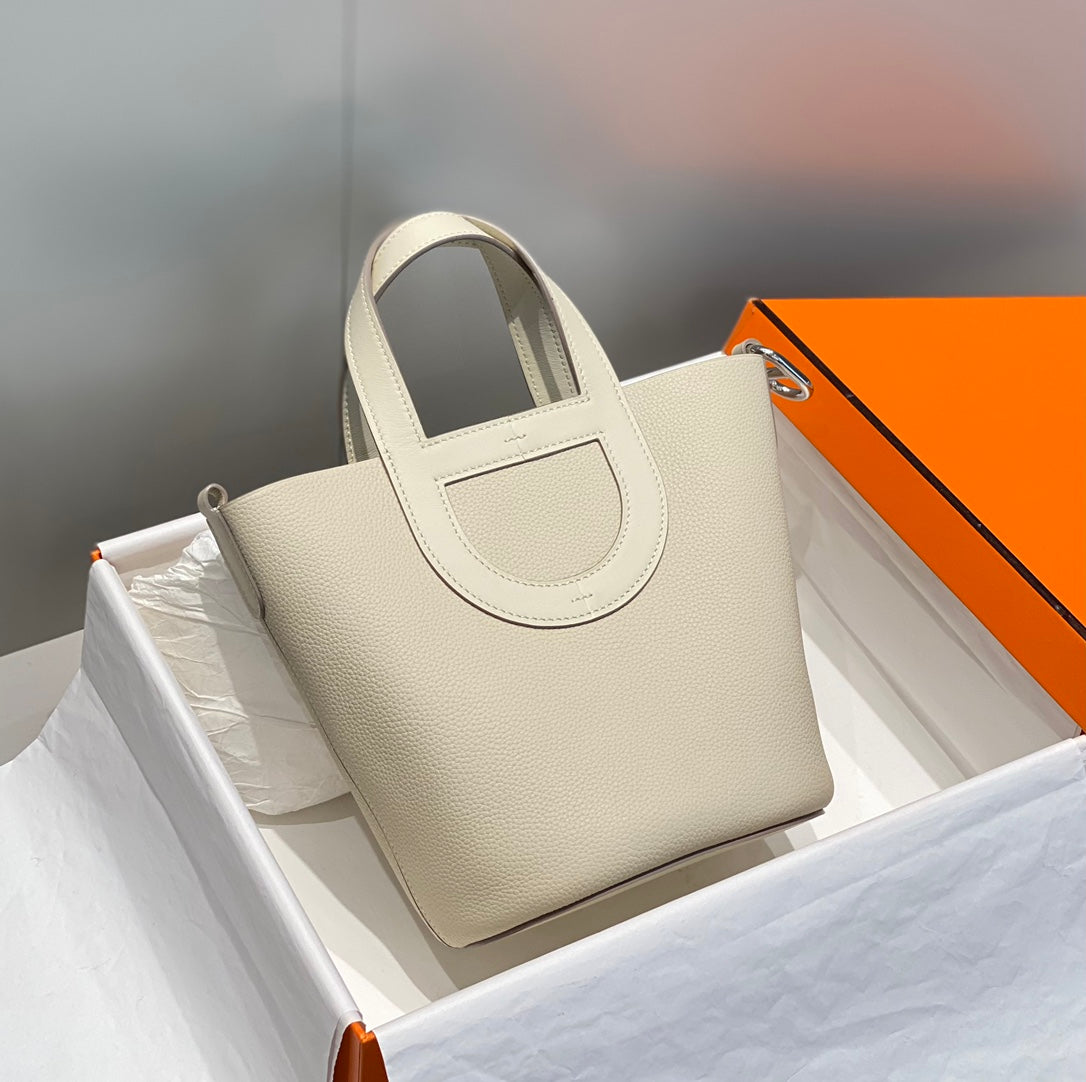 Hermes 25S in the Loop 18 in Ivory Calfskin Silver Hardware Bag