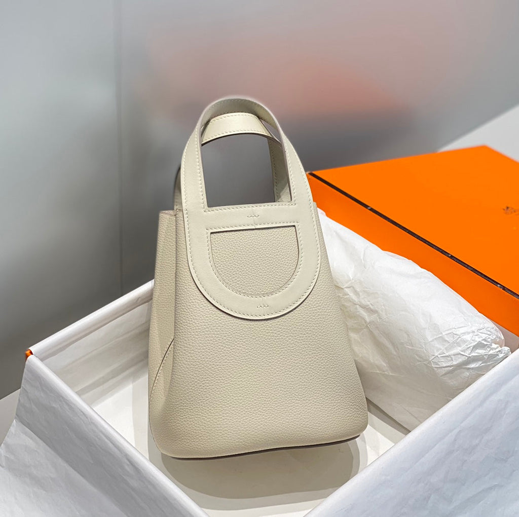 Hermes 25S in the Loop 18 in Ivory Calfskin Silver Hardware Bag