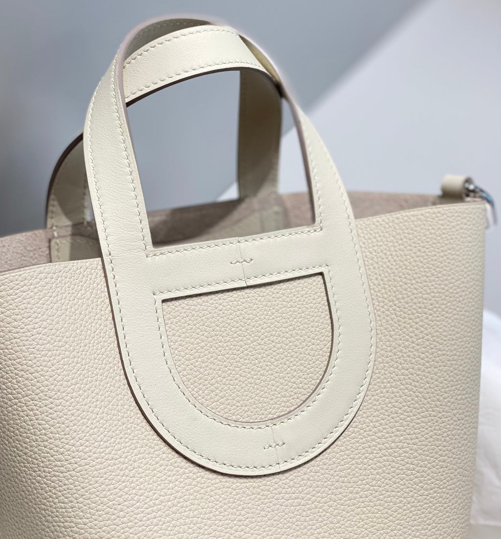 Hermes 25S in the Loop 18 in Ivory Calfskin Silver Hardware Bag