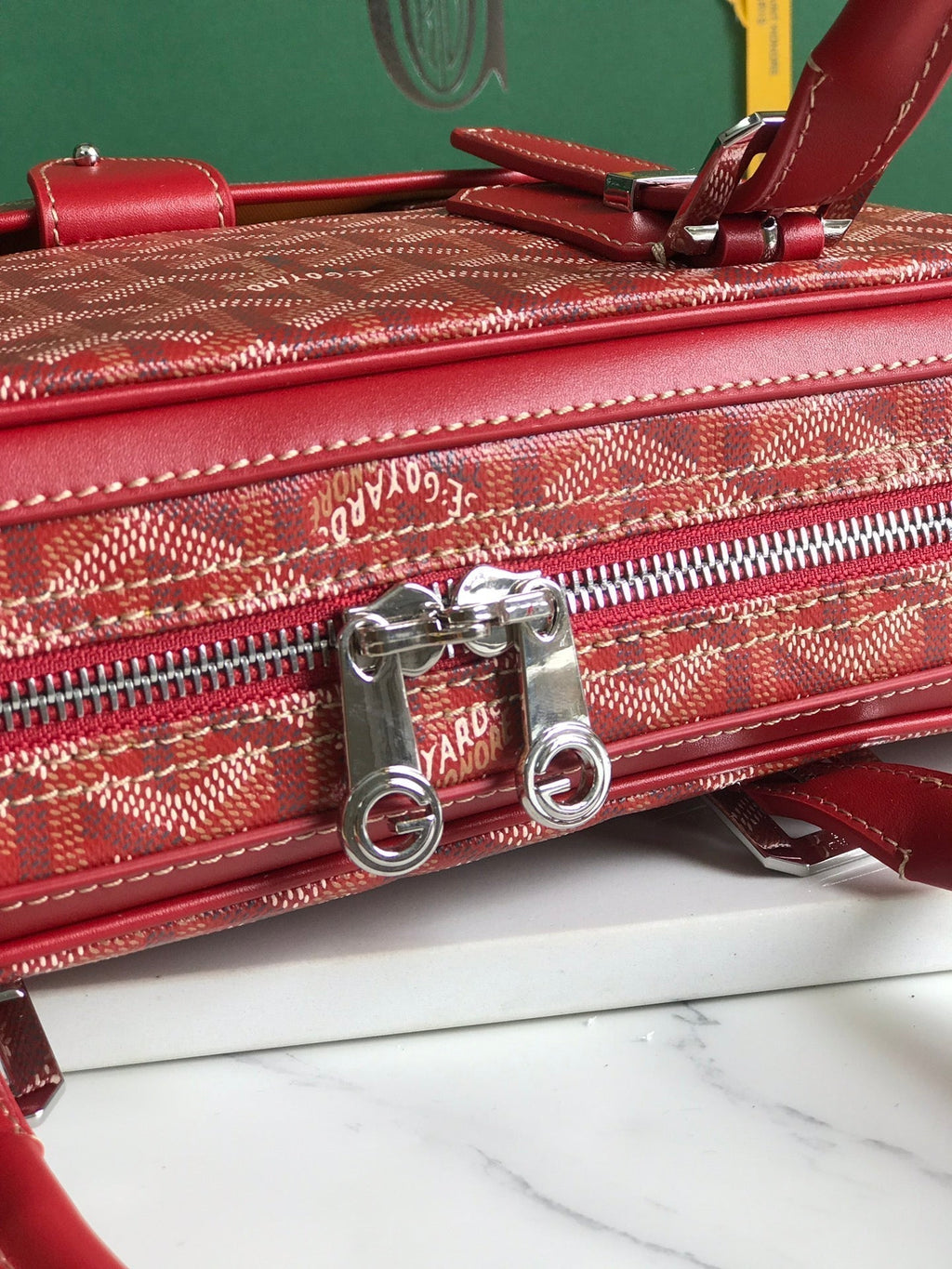 Goyard Ambassade Document Case 35 in Classic Red Goyardine Canvas Bag