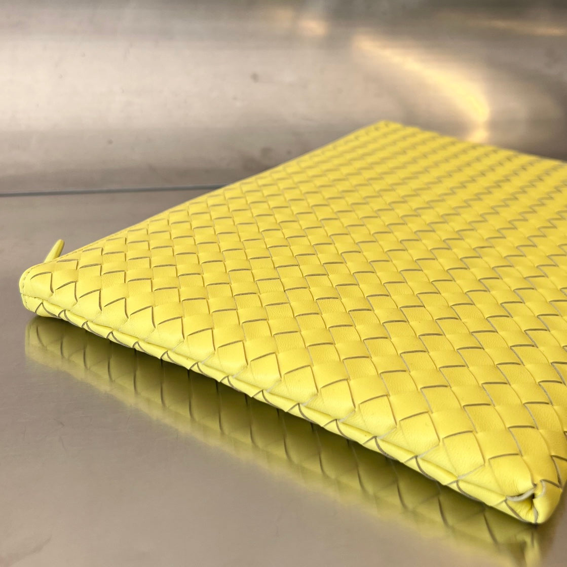 Bottega Veneta Intrecciato 30 in Light Yellow Lambskin Bag