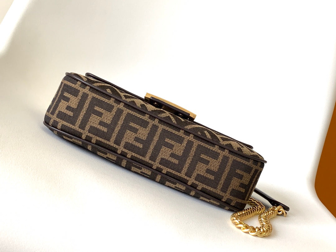 Fend Baguette 24 Brown Ff Jacquard Fabric Bag Ghw