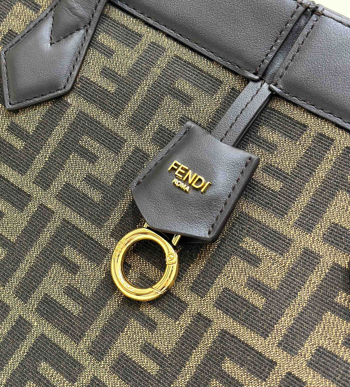 Fendi Origami Large 33 Brown Mix Black Ff Jacquard Fabric Bag