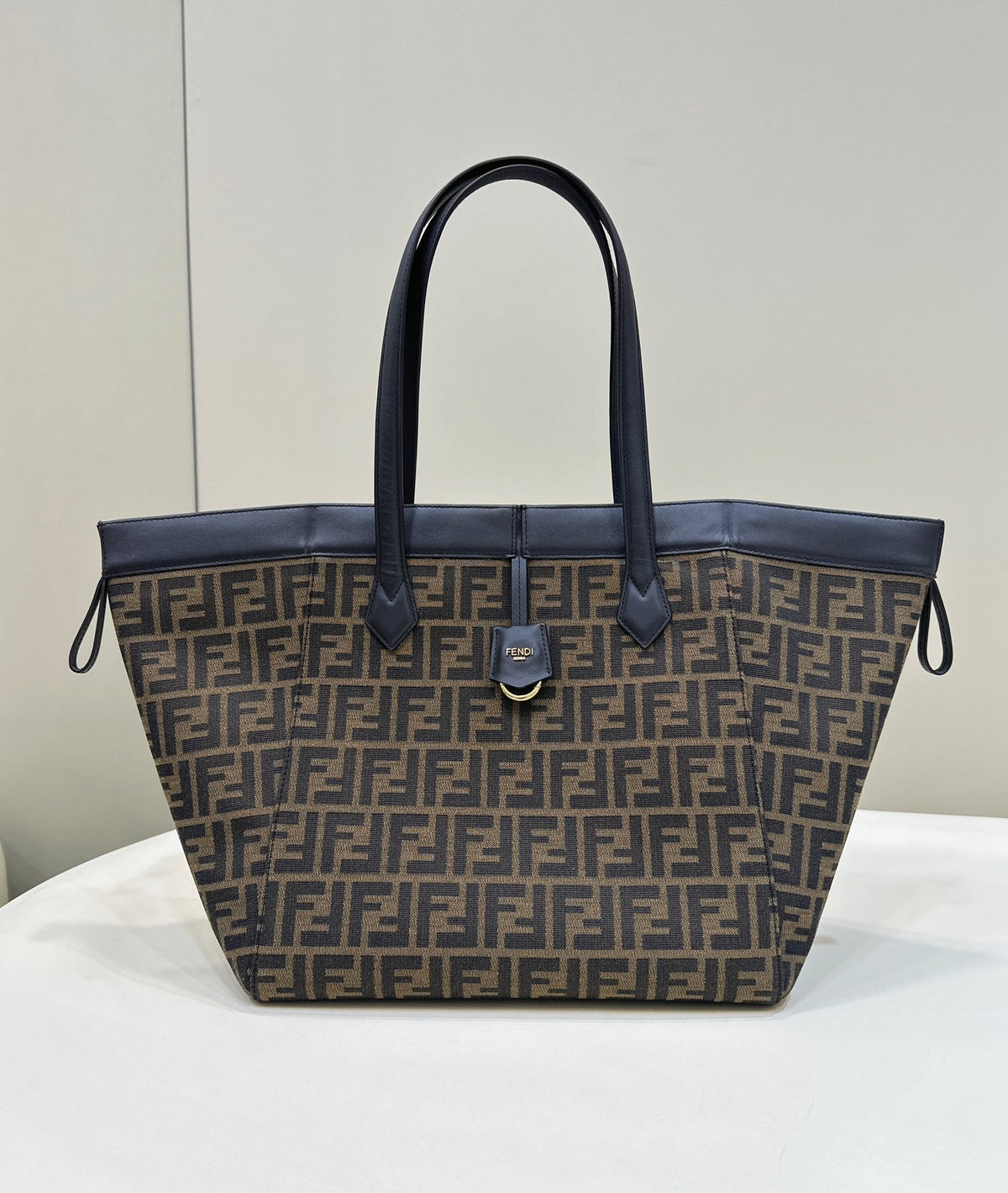 Fendi Origami Large 33 Brown Mix Black Ff Jacquard Fabric Bag