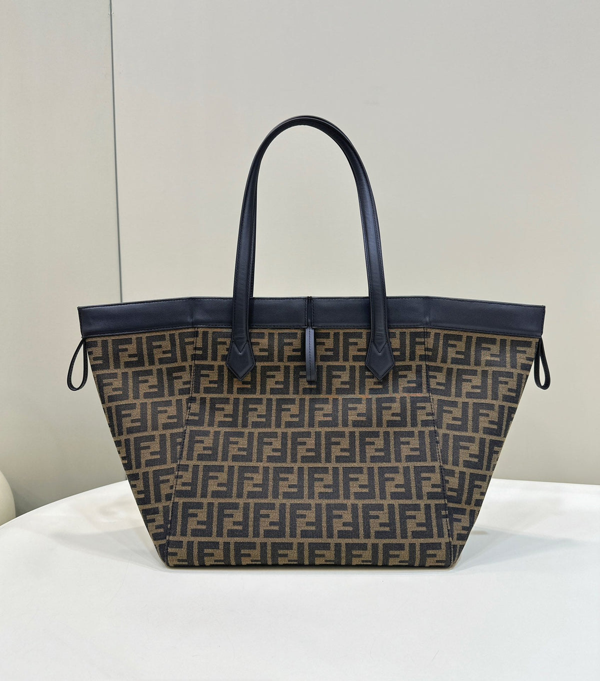 Fendi Origami Large 33 Brown Mix Black Ff Jacquard Fabric Bag