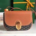 Goyard 233 Bag 25 in Tan Calfkin and Black Goyardine Canvas