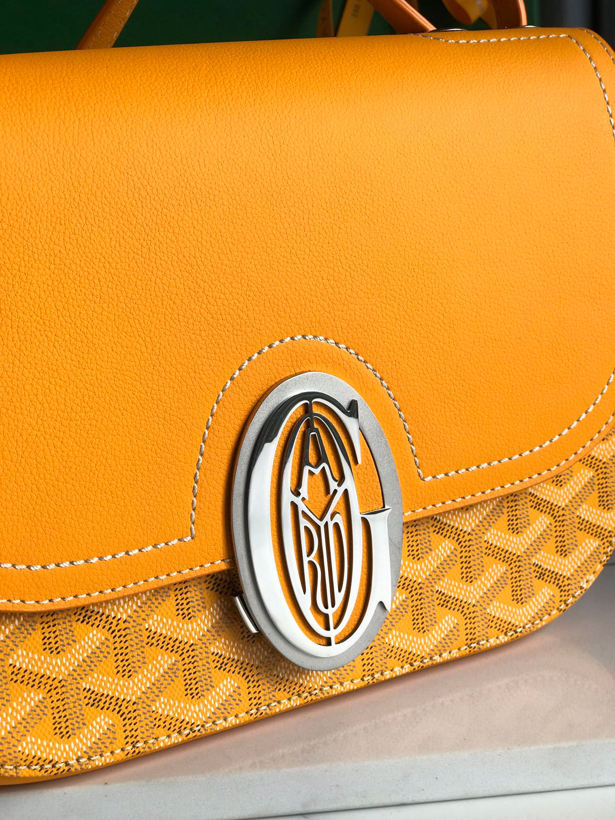 Goyard 233 Bag 25 in Yellow Calfkin and Goyardine Canvas