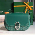 Goyard 233 Bag 25 in Green Calfkin and Goyardine Canvas