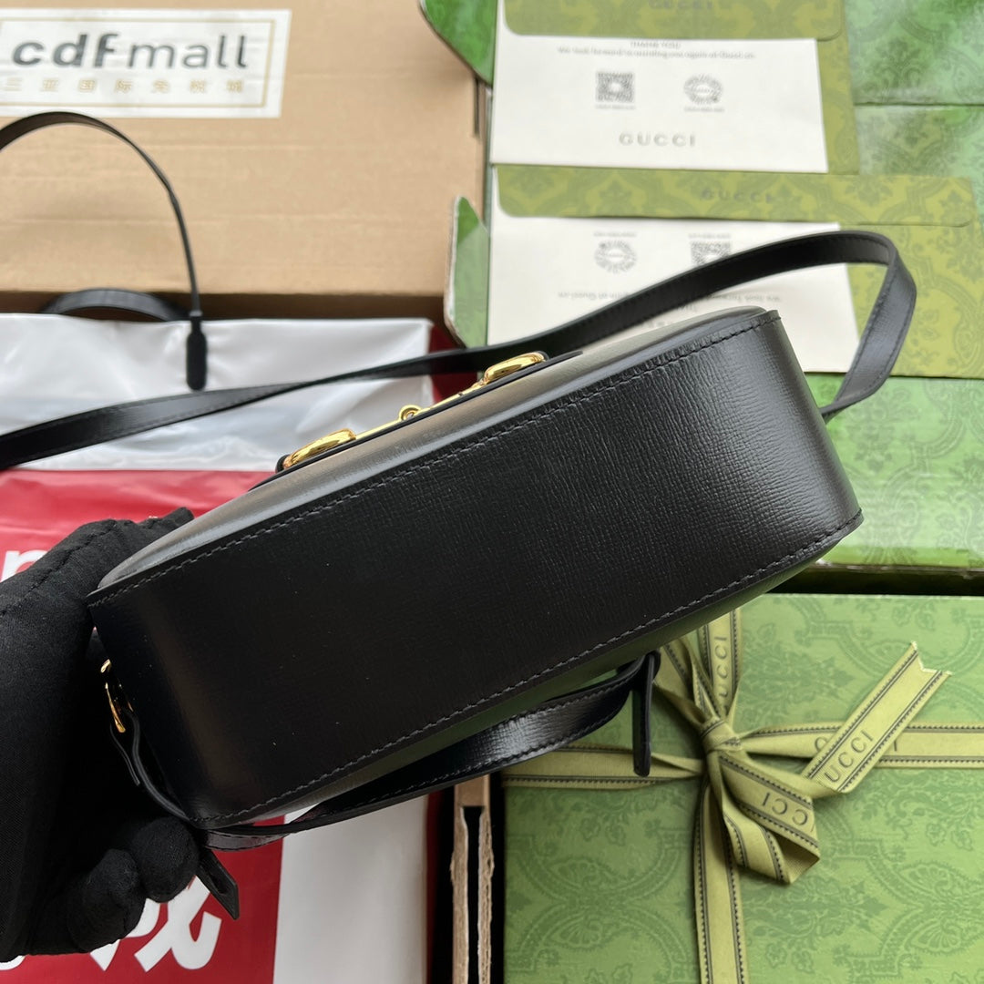 Gucci Horsebit 1955 Small Camera Bag 20 in Black Calfskin