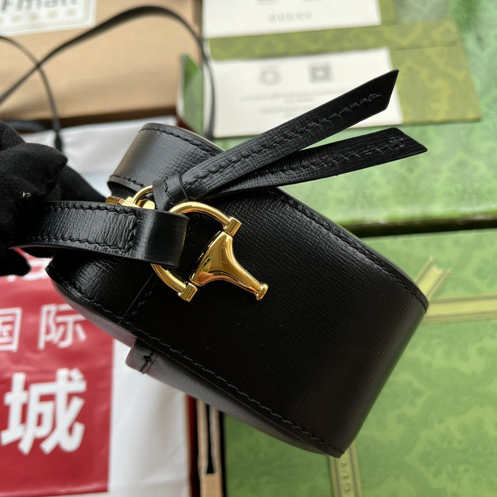 Gucci Horsebit 1955 Small Camera Bag 20 in Black Calfskin
