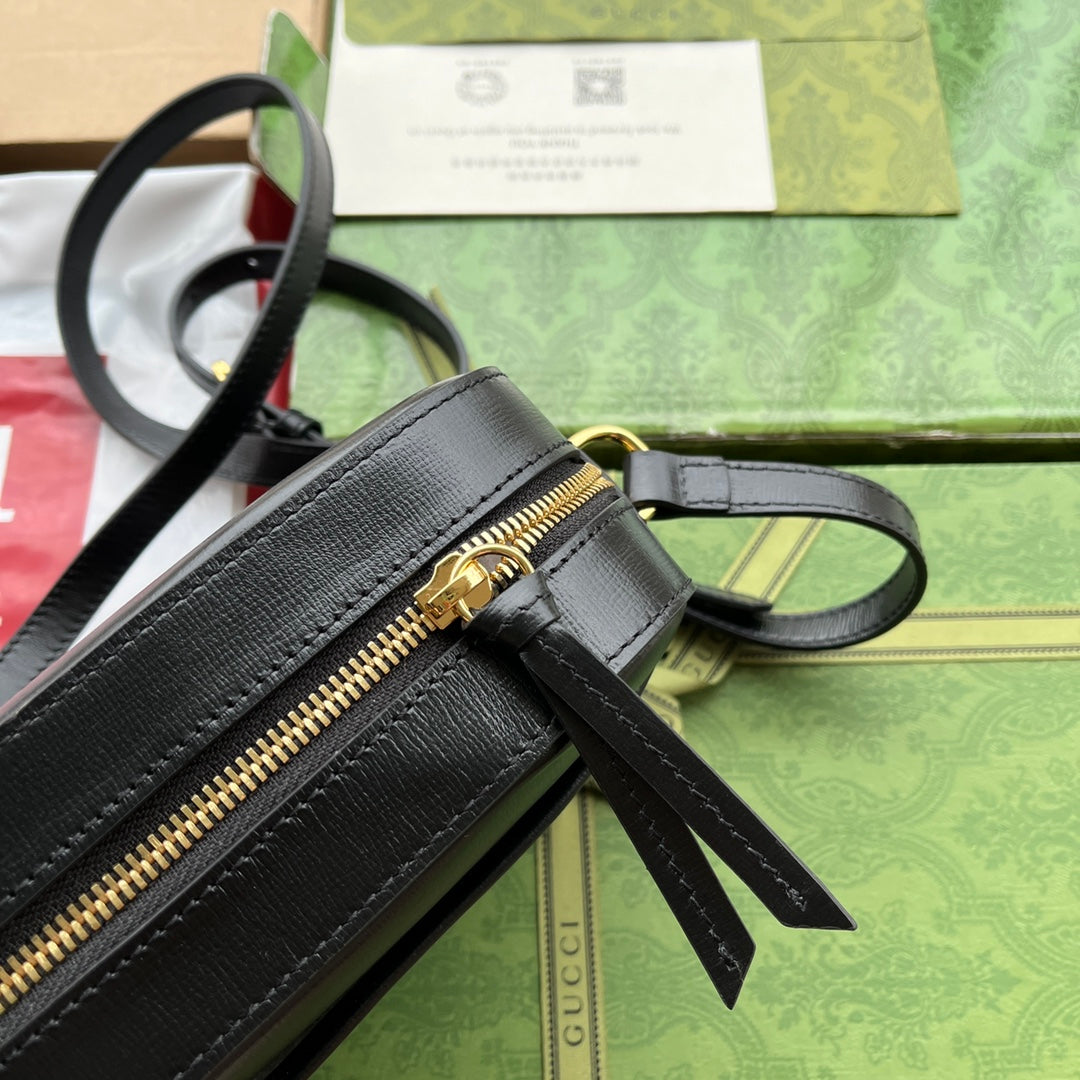 Gucci Horsebit 1955 Small Camera Bag 20 in Black Calfskin