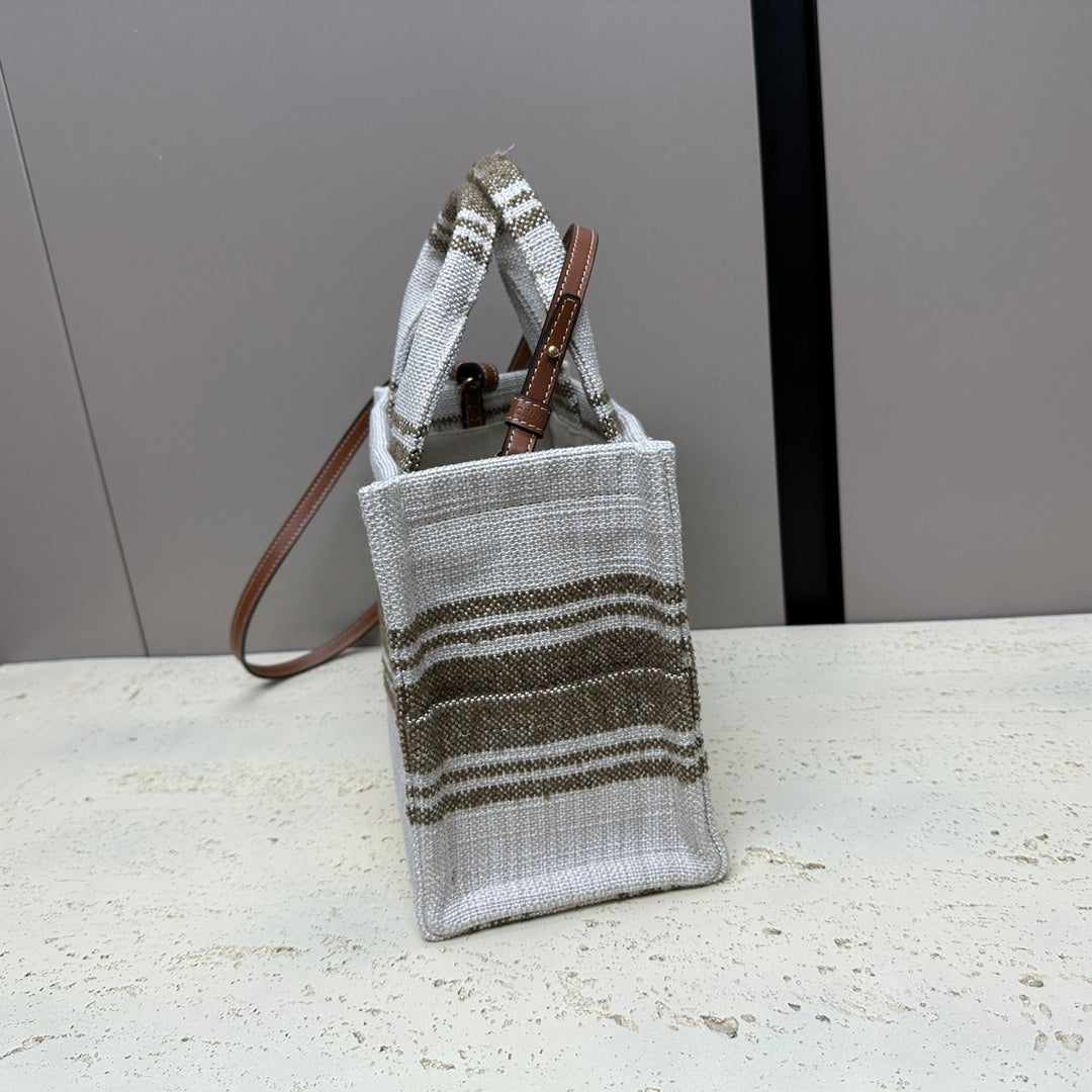 Celine Cabas Thais 26 Calfskin Jacquard Tobacco / Tan Bag