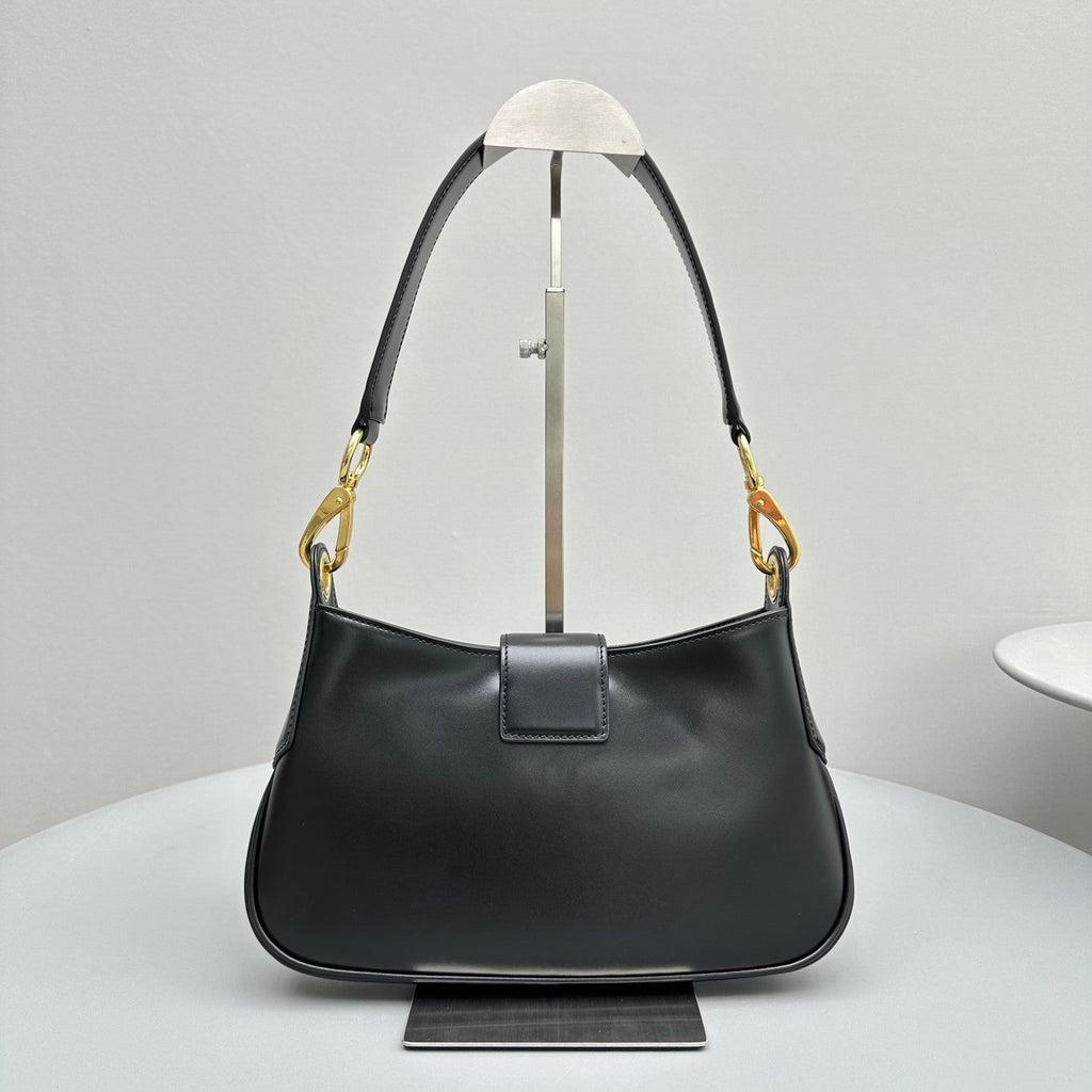Hobo 28 City Shouder Bag in Black Calfskin