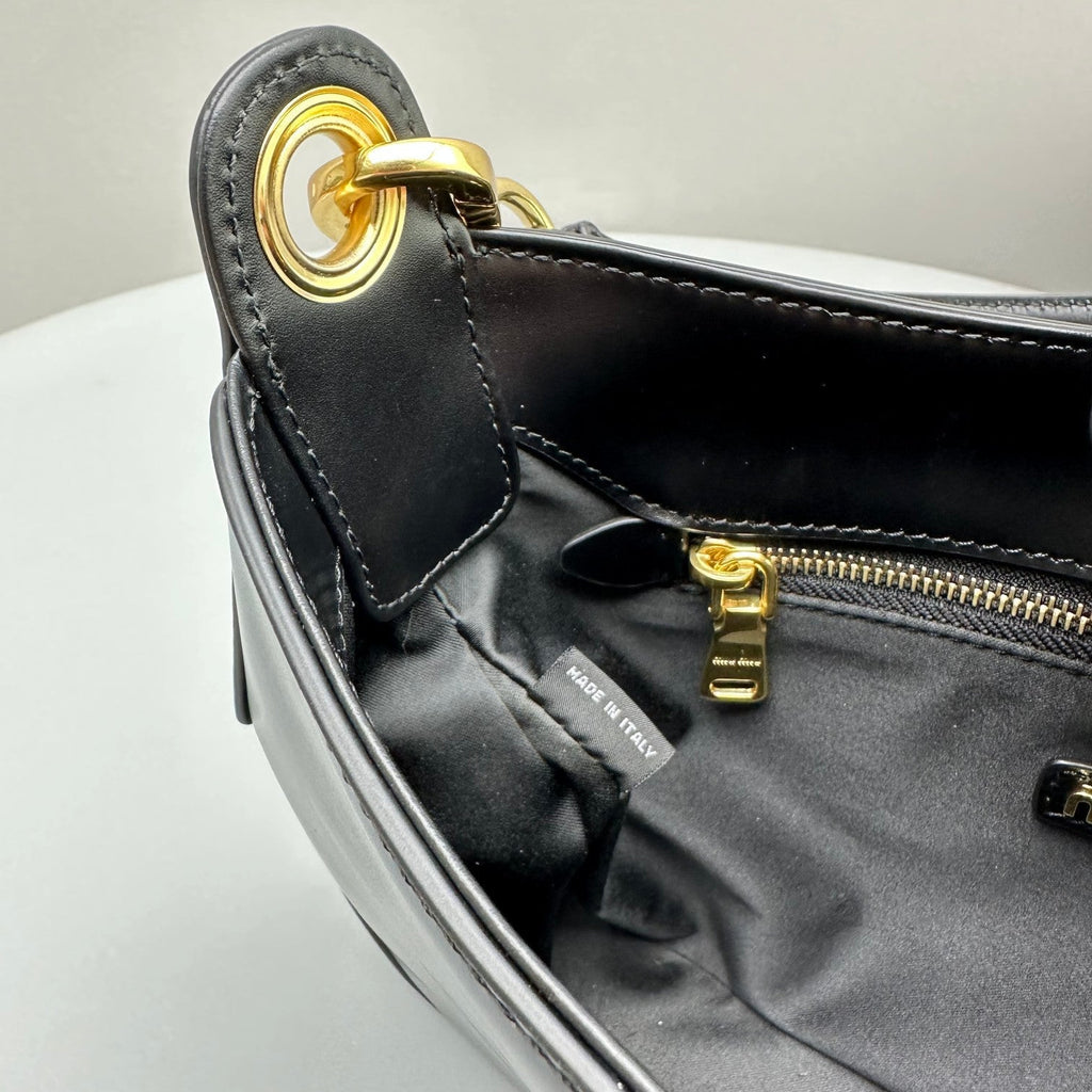 Hobo 28 City Shouder Bag in Black Calfskin