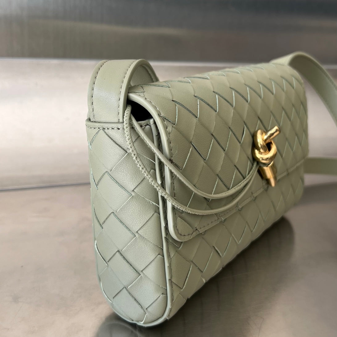 Bottega Veneta Andiamo 21 in Gray Olive Lambskin Bag