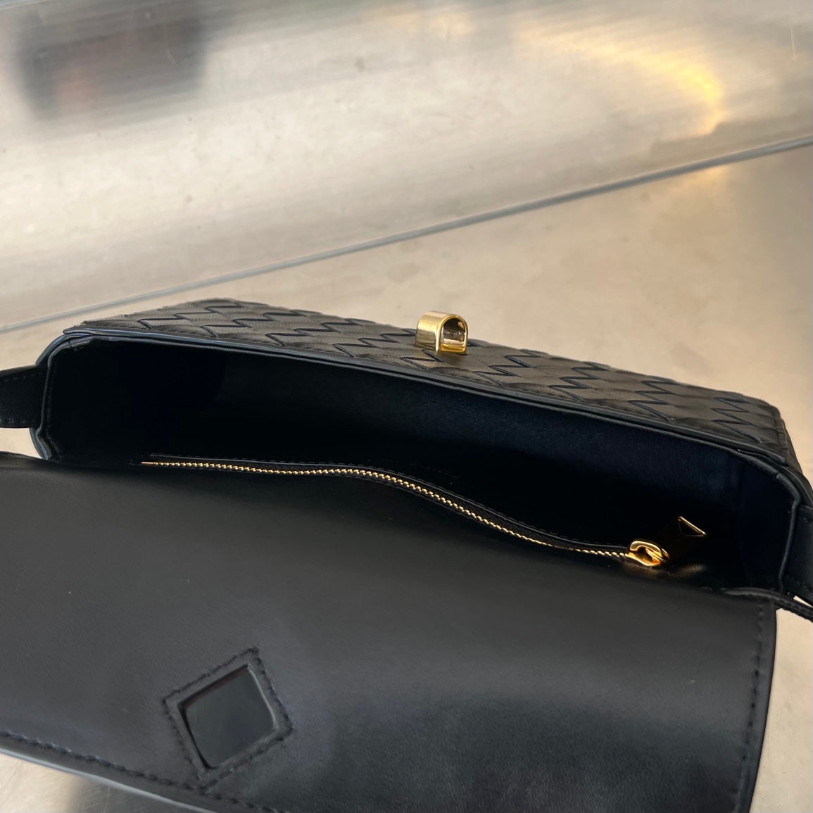 Bottega Veneta Andiamo 21 in Black Lambskin Bag