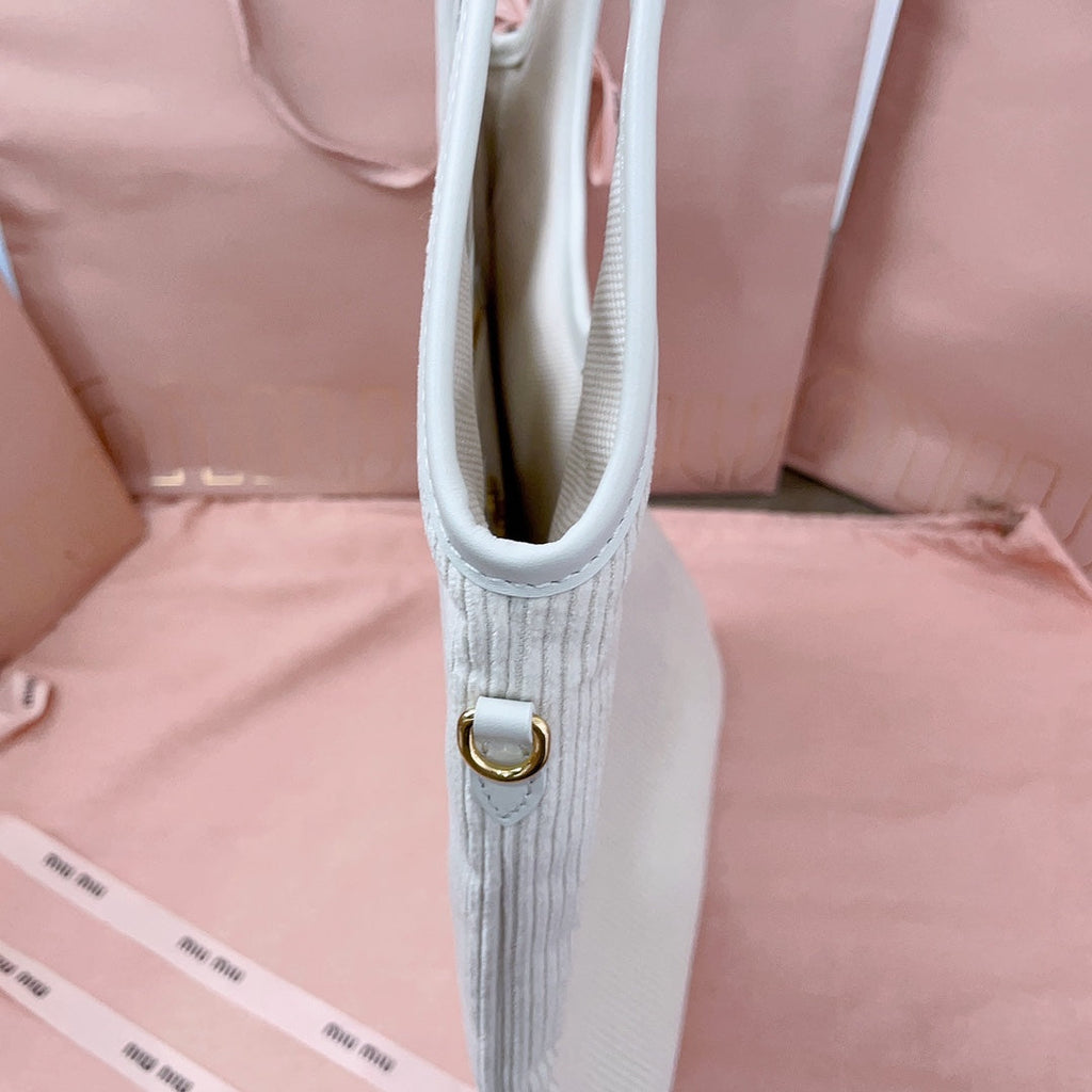Ivy Tote Bag 40 in White Corduroy