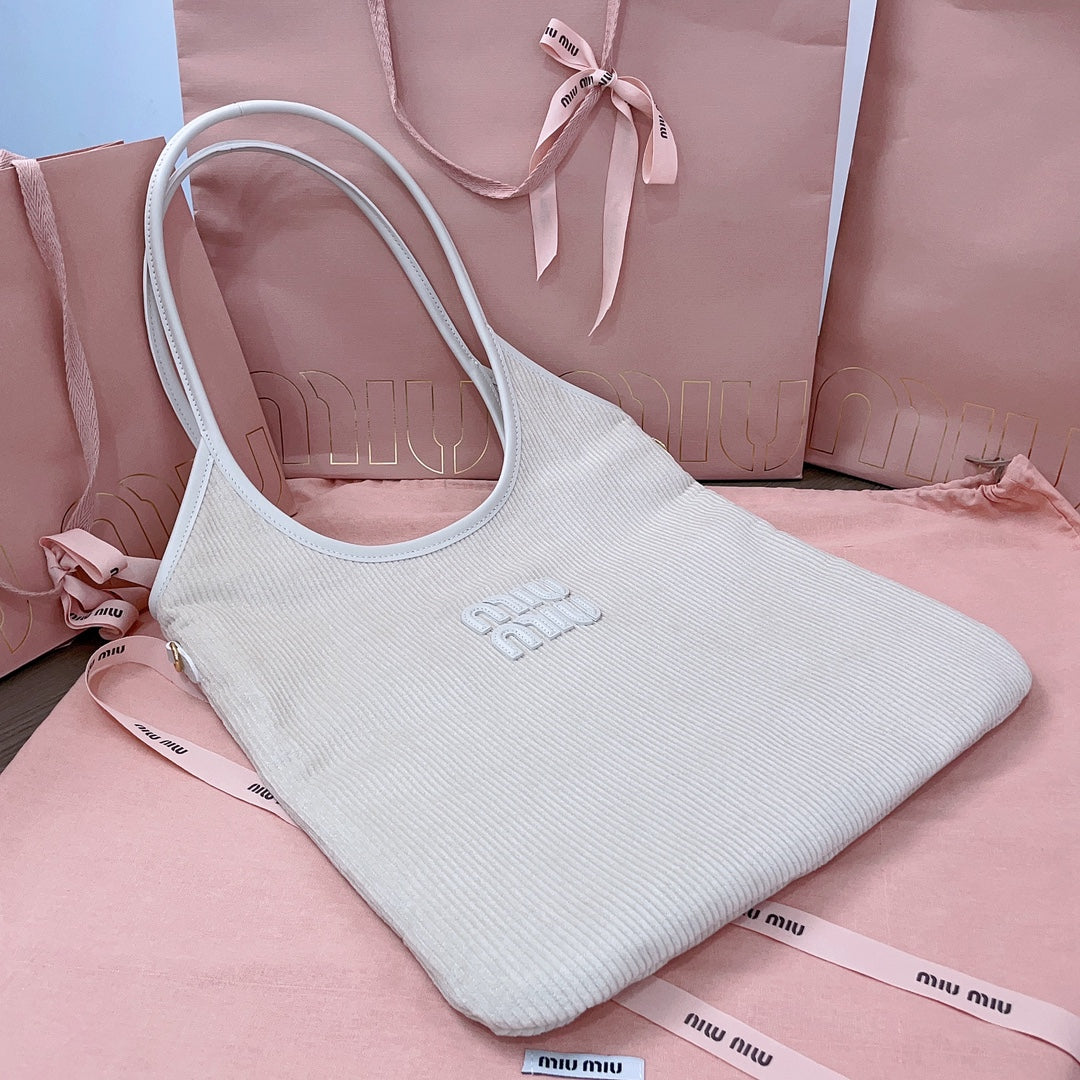 Ivy Tote Bag 40 in White Corduroy