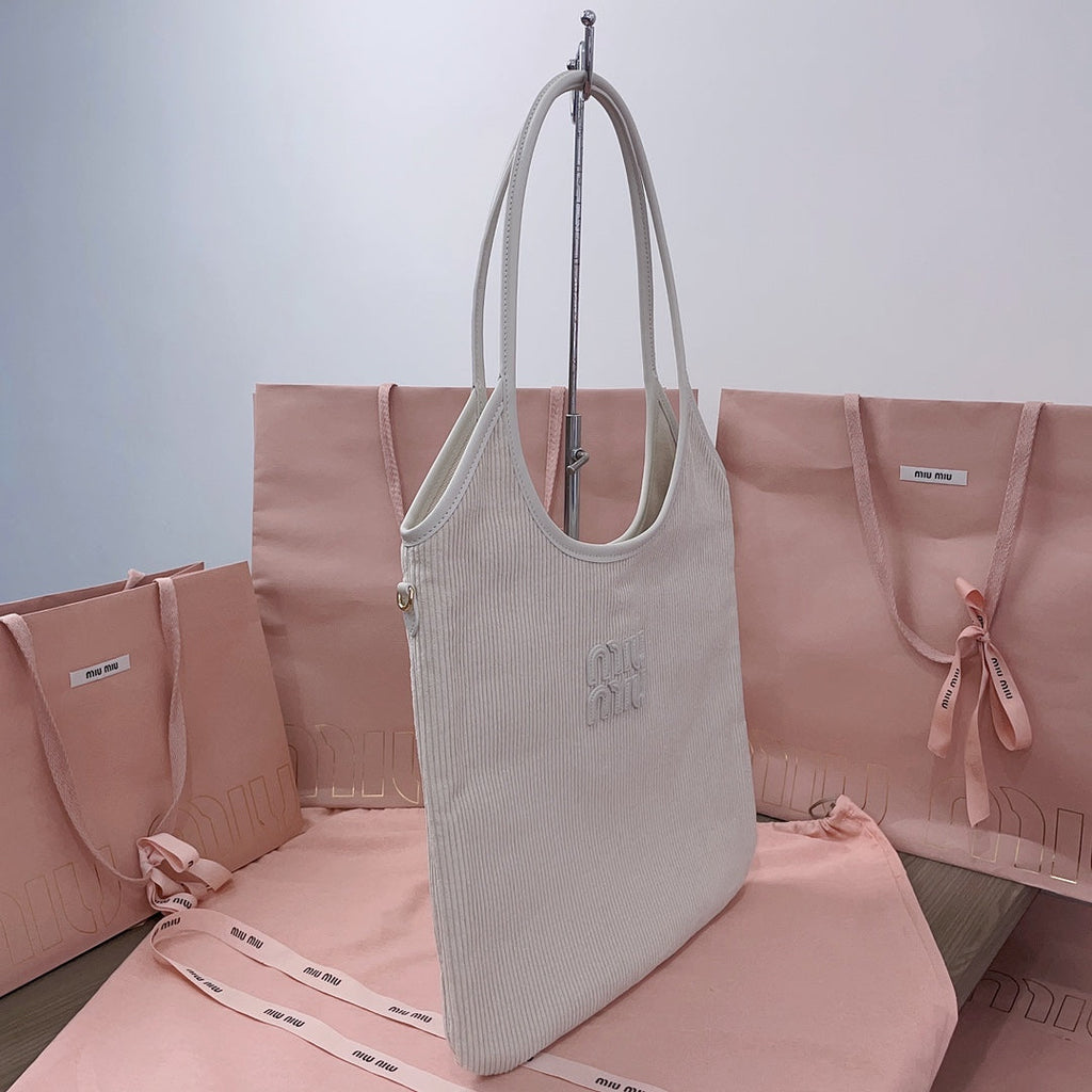 Ivy Tote Bag 40 in White Corduroy
