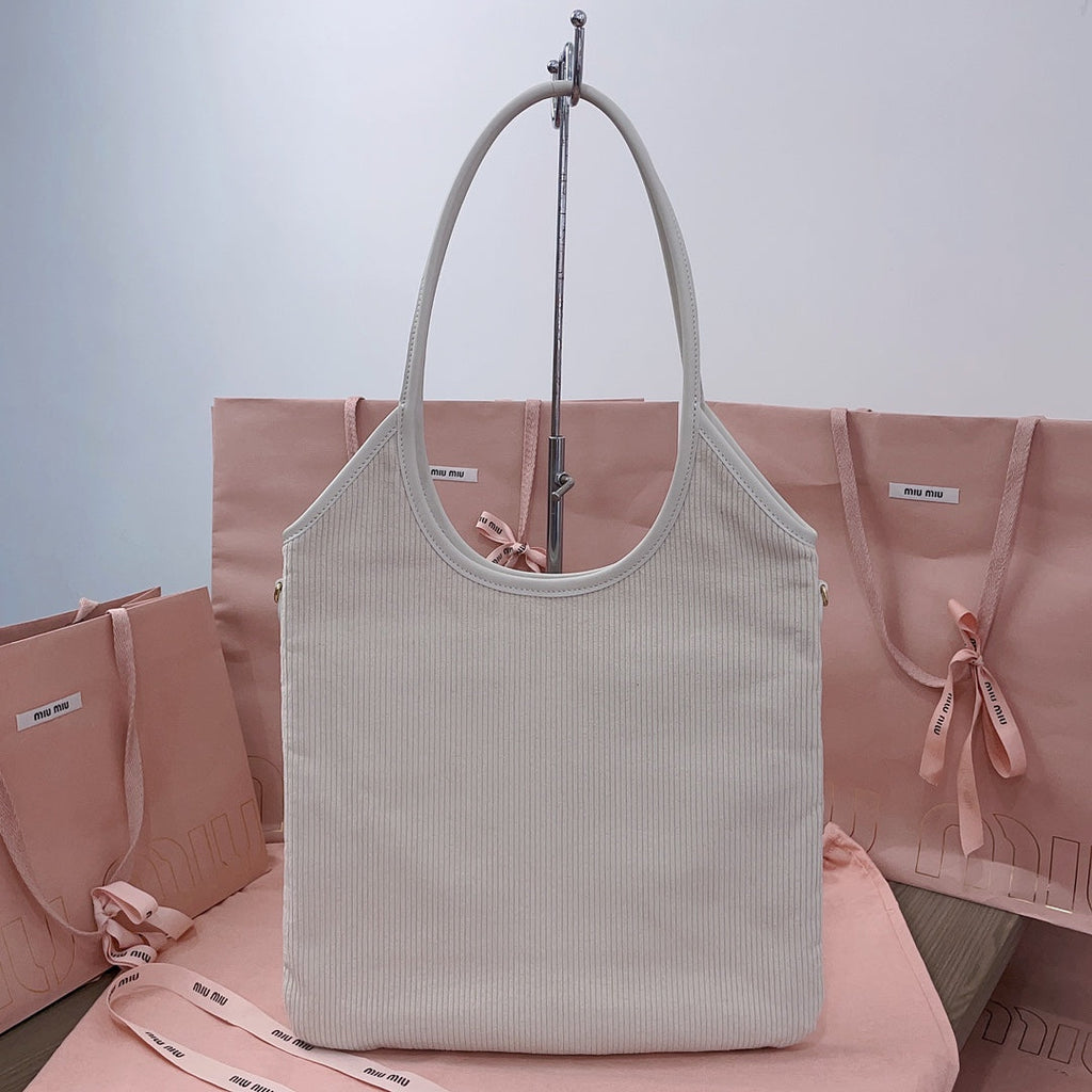 Ivy Tote Bag 40 in White Corduroy