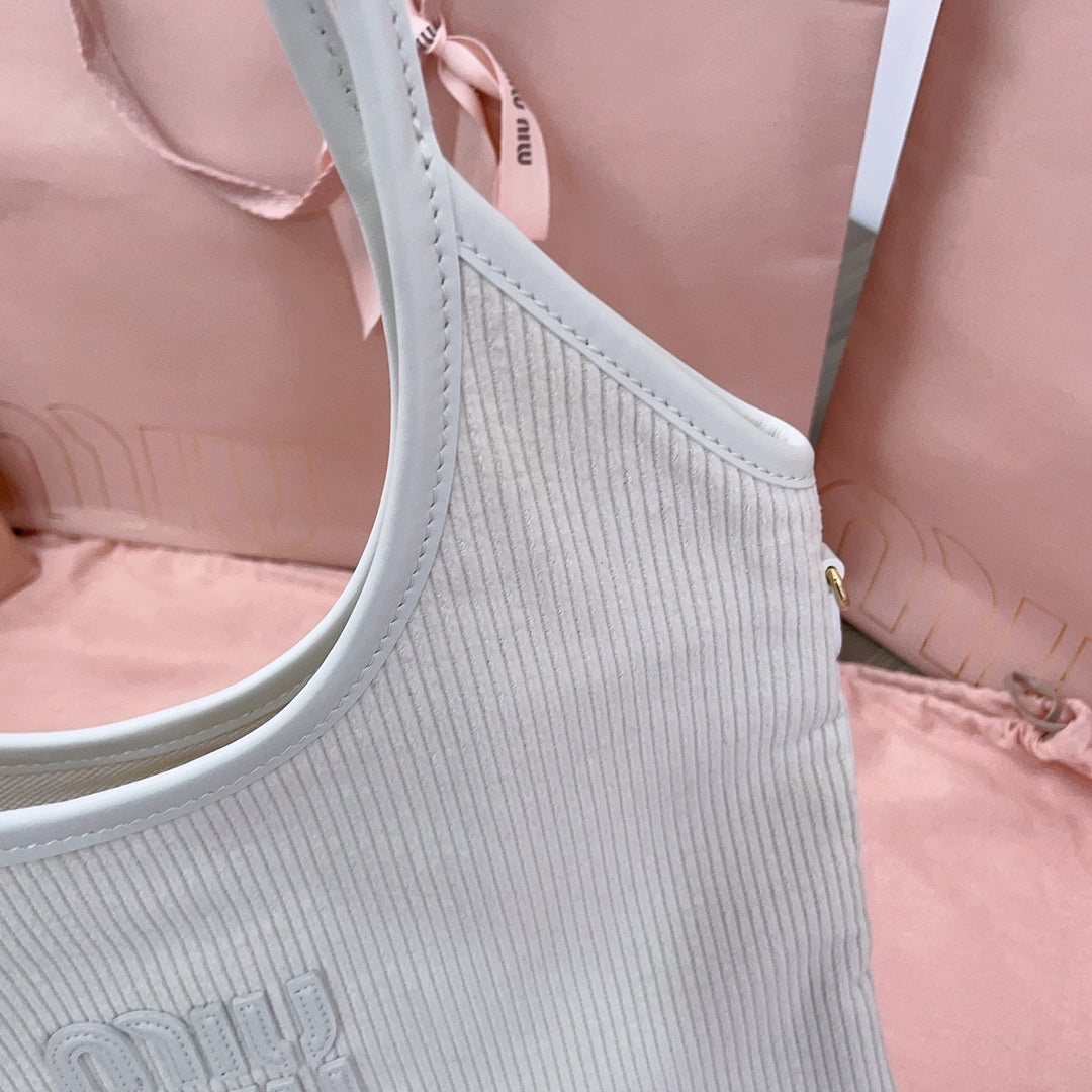 Ivy Tote Bag 40 in White Corduroy