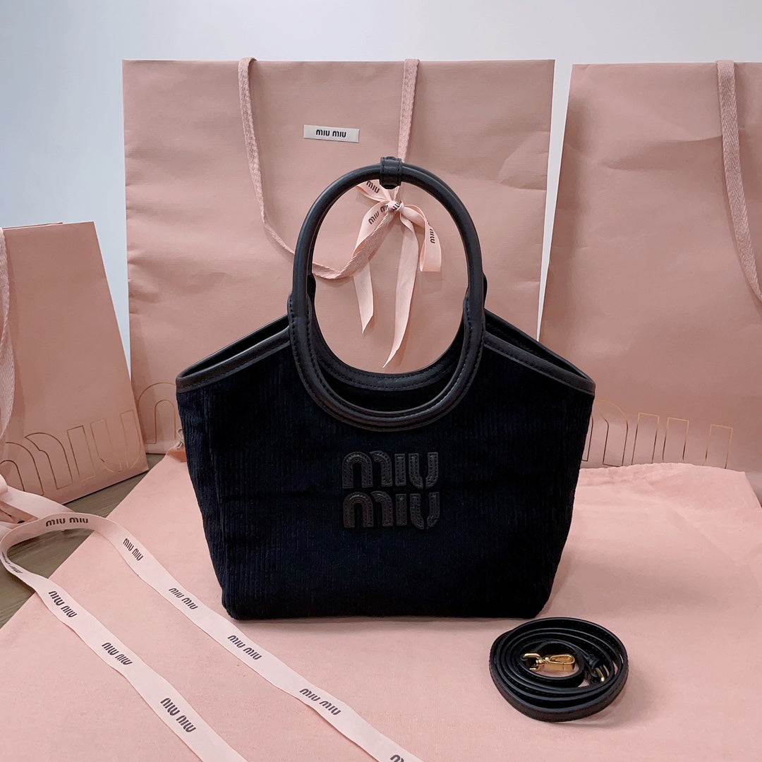 Ivy Handbag 22 in Black Canvas