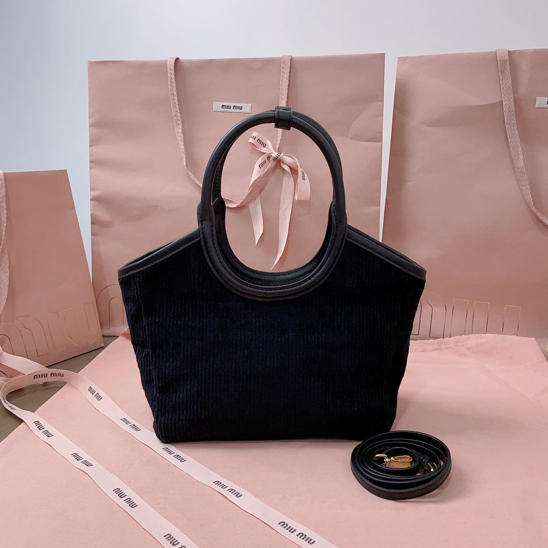 Ivy Handbag 22 in Black Canvas