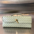 Bottega Veneta Long Clutch Andiamo with Handle 31cm Light Green Calfskin Ghw