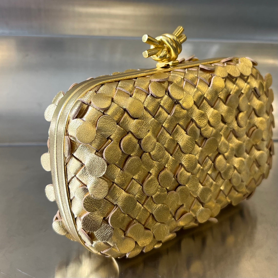 Bottega Veneta Golden Knot 19 in Golden Lambskin Bag