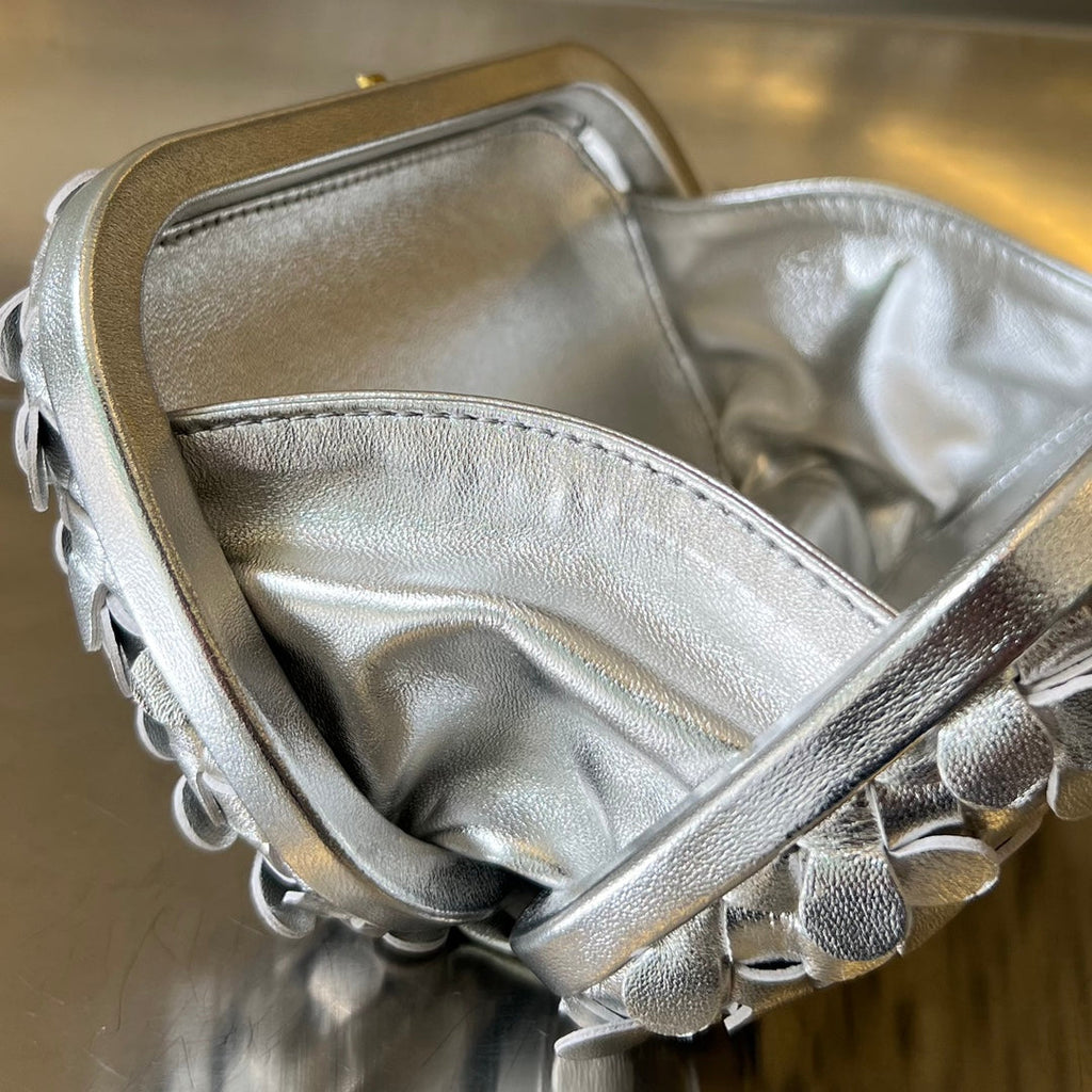 Bottega Veneta Golden Knot 19 in Silver Lambskin Bag