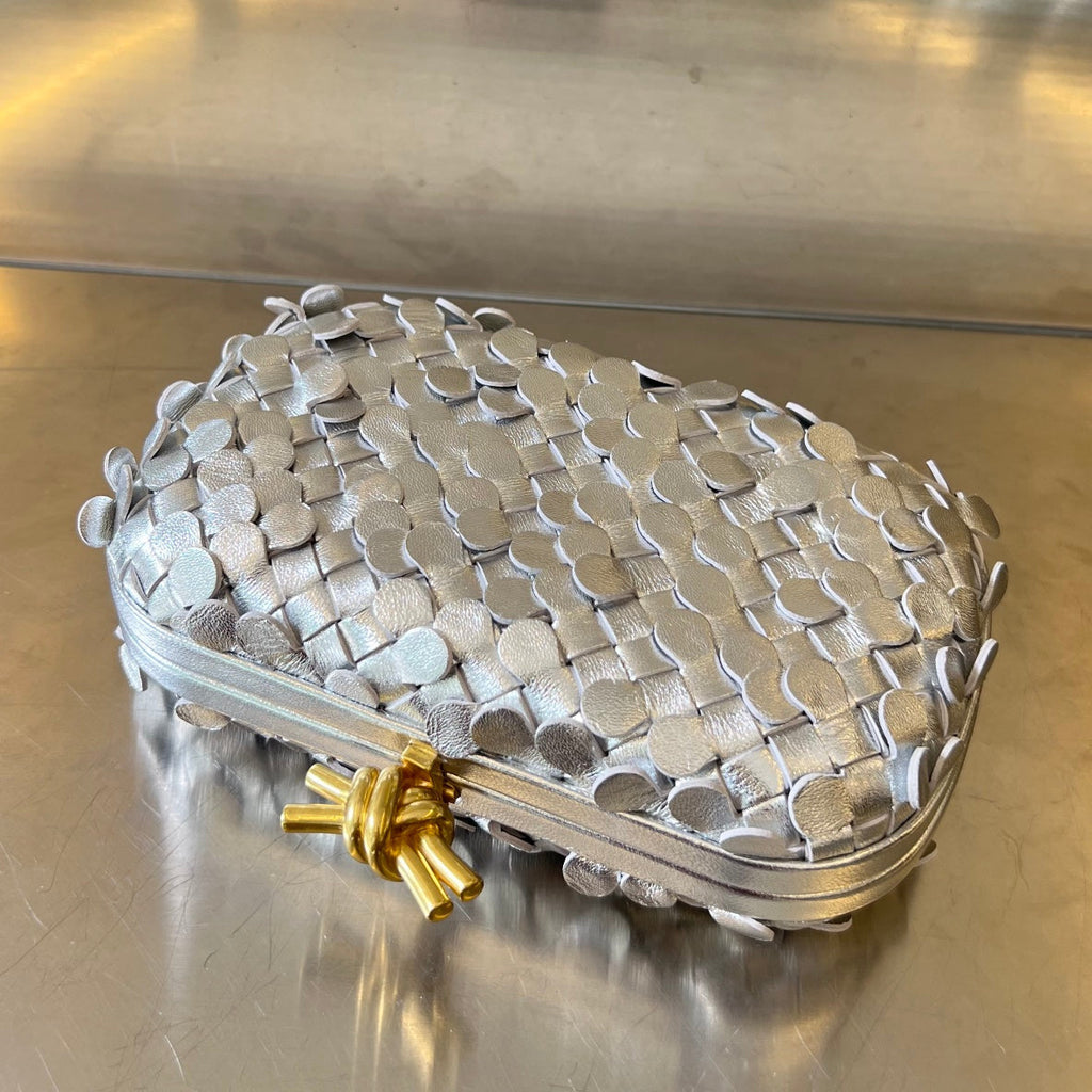 Bottega Veneta Golden Knot 19 in Silver Lambskin Bag