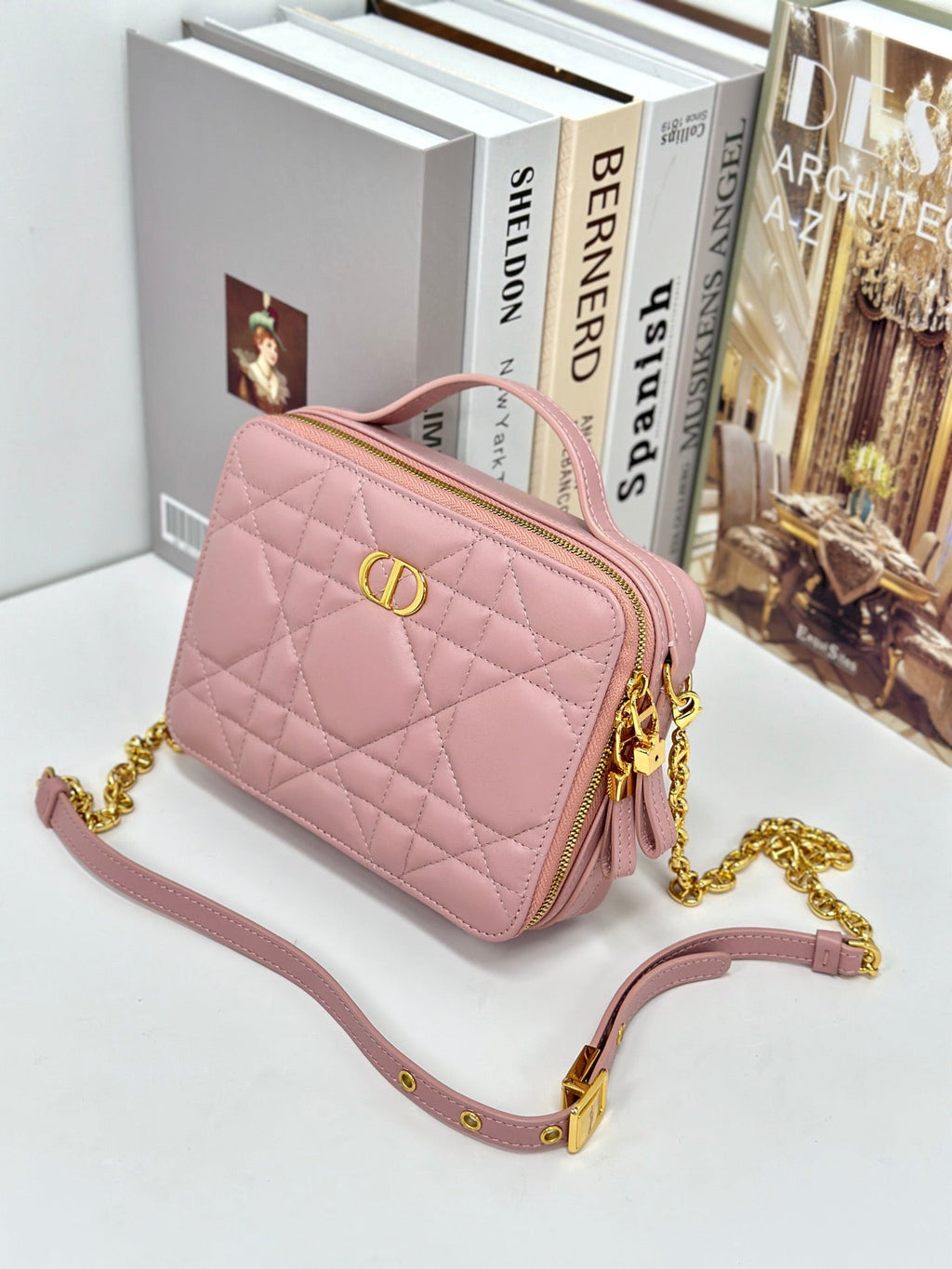 Dior Caro Box 19 in Light Pink Calfskin Bag