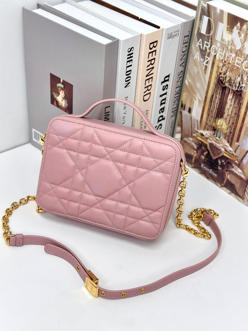 Dior Caro Box 19 in Light Pink Calfskin Bag
