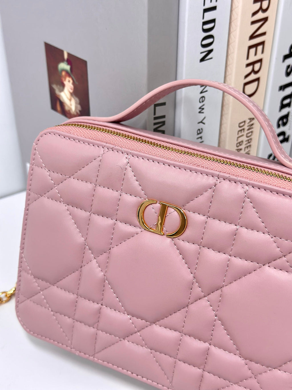 Dior Caro Box 19 in Light Pink Calfskin Bag