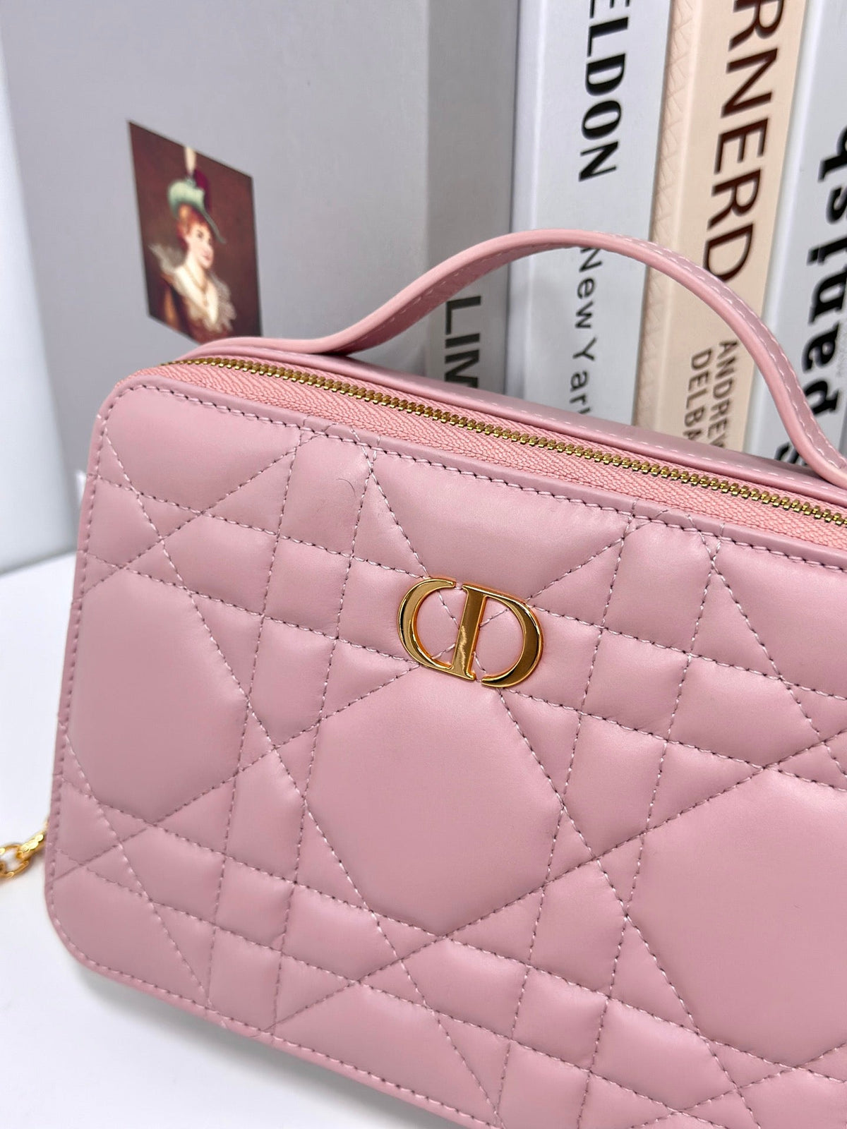Dior Caro Box 19 in Light Pink Calfskin Bag