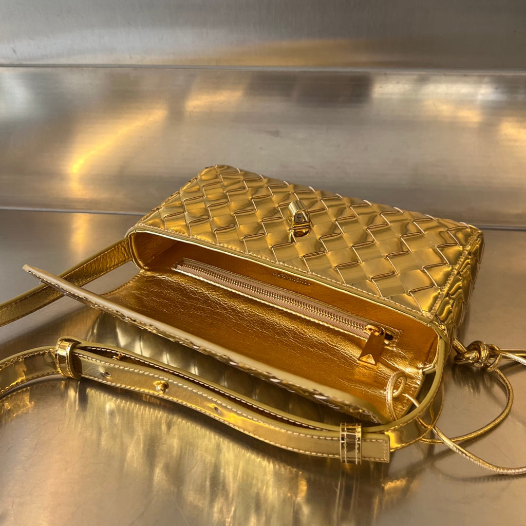 Bottega Veneta Andiamo 21 in Golden Lambskin Bag
