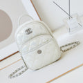 Chanel Backpack 22 in White Fabric Silver Hardware