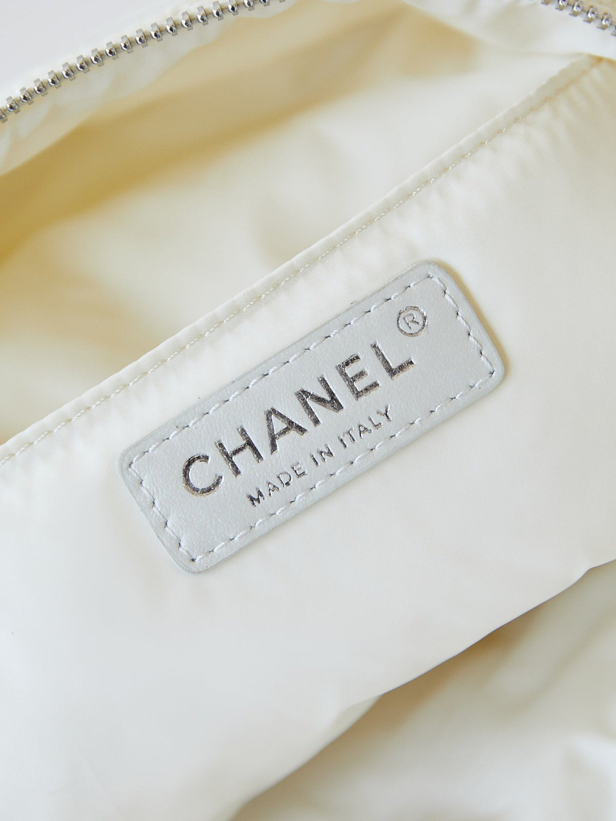 Chanel Backpack 22 in White Fabric Silver Hardware