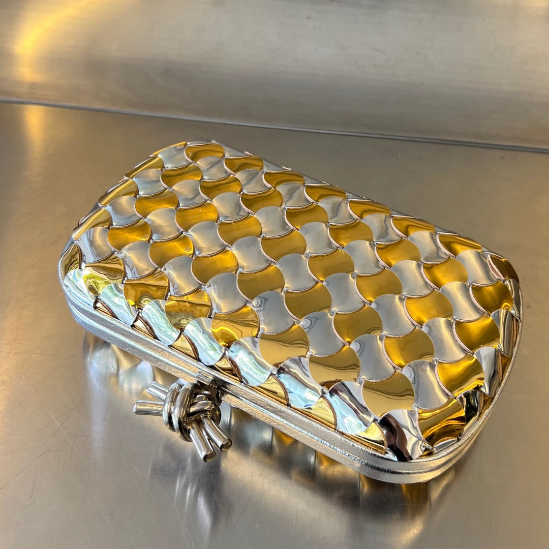 Bottega Veneta Classic Knot 19 in Golden Mix Silver Lambskin Bag