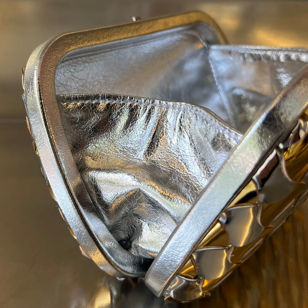 Bottega Veneta Classic Knot 19 in Golden Mix Silver Lambskin Bag