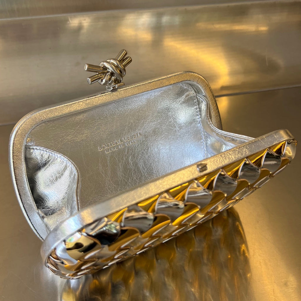 Bottega Veneta Classic Knot 19 in Golden Mix Silver Lambskin Bag