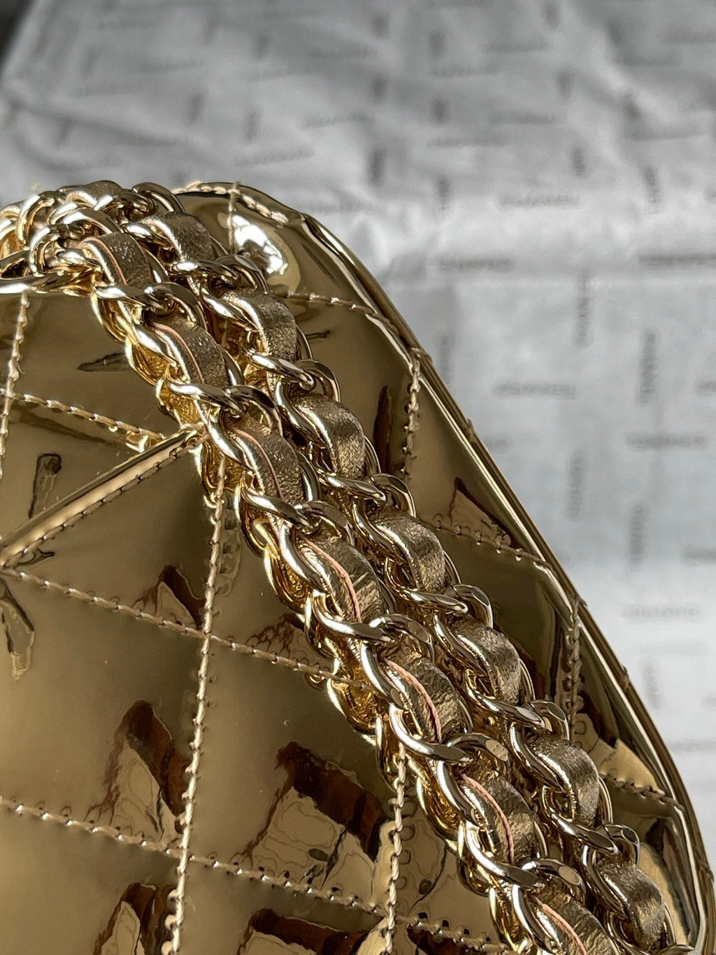 Chanel Mini 19 Flap Bag in Golden Metallic Calfskin