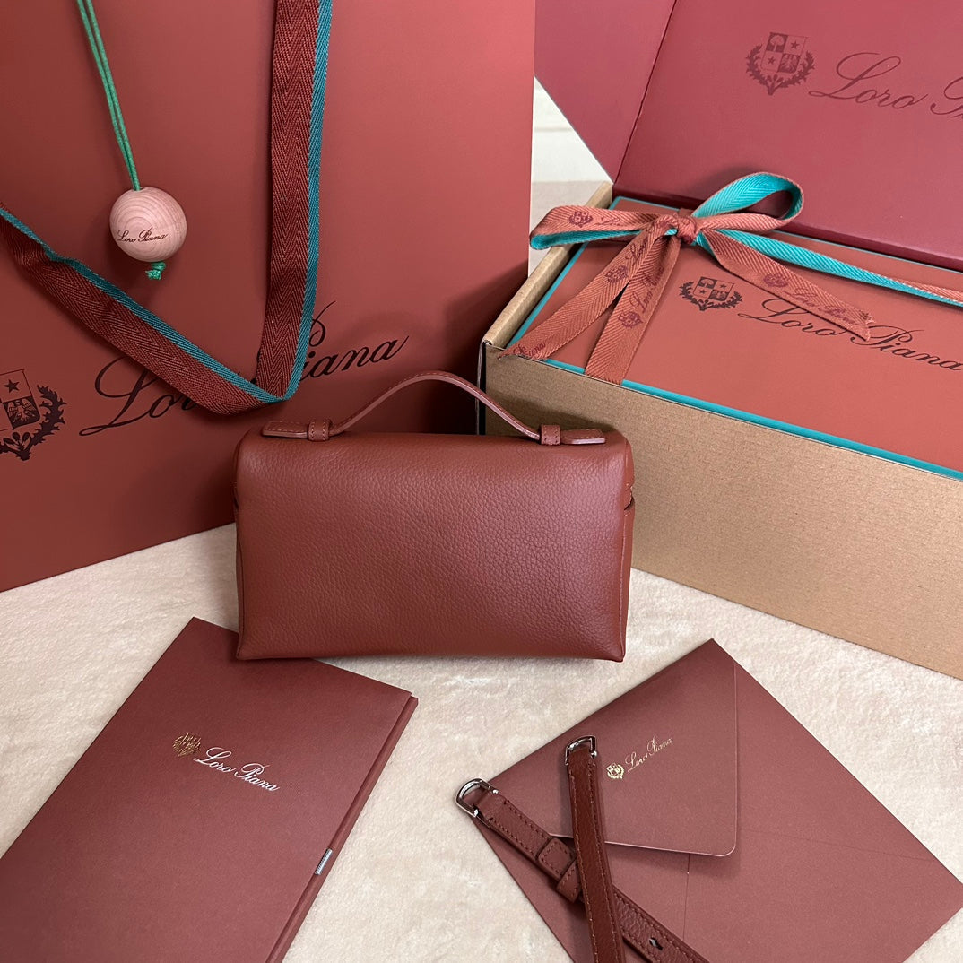 Loro Piana Extra Pocket L19 in Garnet Red Calfskin with Silver Hardware Bag