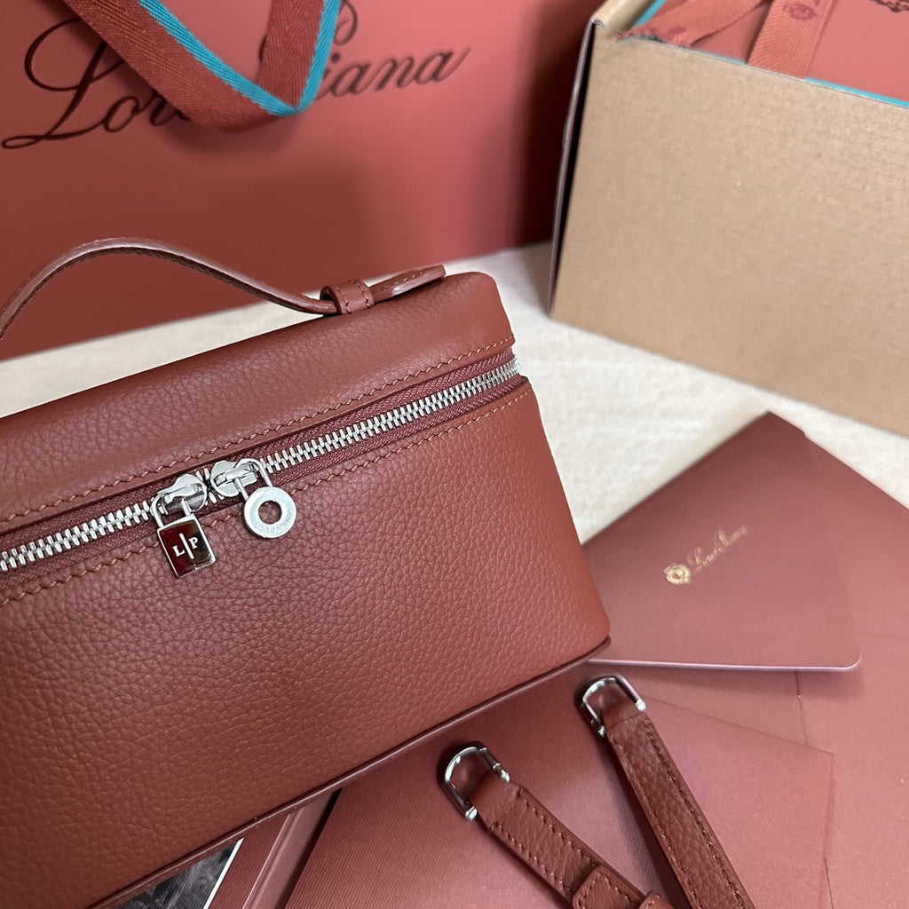 Loro Piana Extra Pocket L19 in Garnet Red Calfskin with Silver Hardware Bag