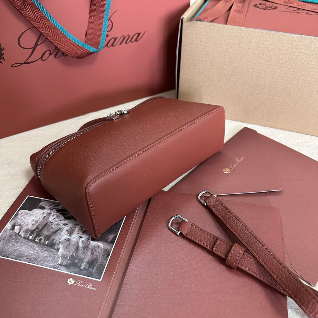 Loro Piana Extra Pocket L19 in Garnet Red Calfskin with Silver Hardware Bag