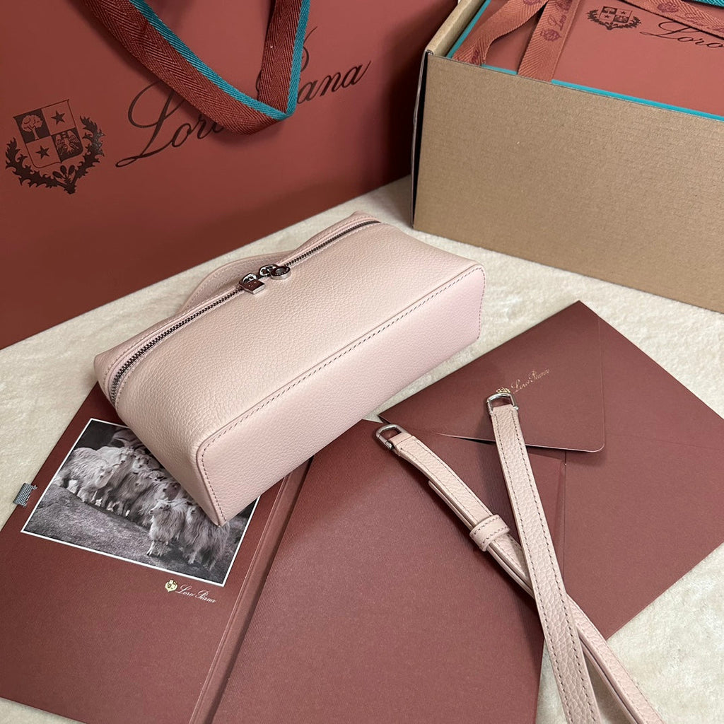 Loro Piana Extra Pocket L19 in Blush Pink Grained Calfskin with Silver Hardware Bag
