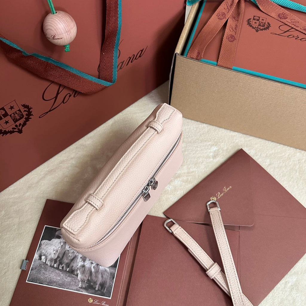 Loro Piana Extra Pocket L19 in Blush Pink Grained Calfskin with Silver Hardware Bag