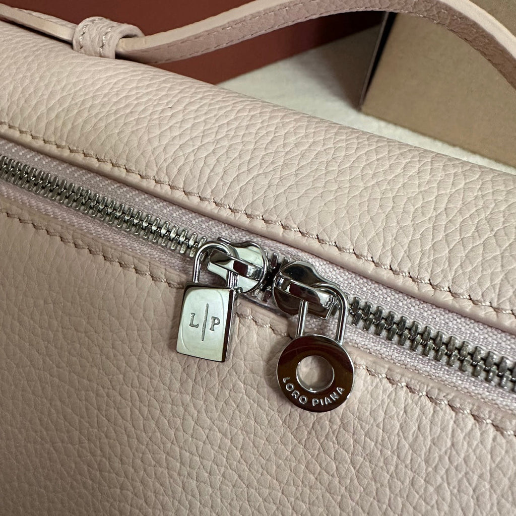 Loro Piana Extra Pocket L19 in Blush Pink Grained Calfskin with Silver Hardware Bag